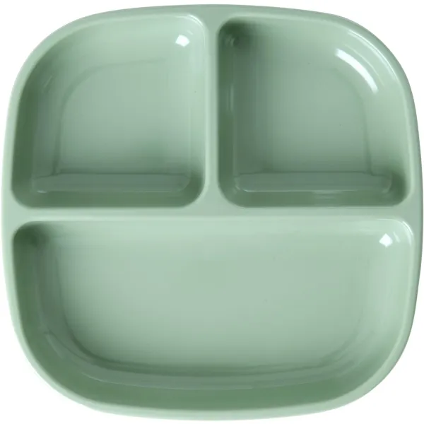 RICE Green Melamin Barntallrik med 3 Fack
