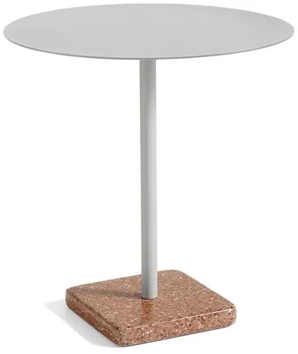 HAY Terrazzo Outdoor Cafébord Ø70 Sky Grey/Röd Terrazzo