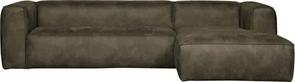 Bean, Hörnsoffa högerställd, armégrön, H73x175x305 cm, läder