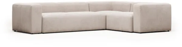 Blok, Hörnsoffa, beige, H69x320x230 cm, tyg