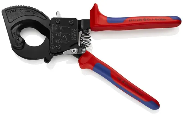 Knipex Kabelsax (Ratchetfunktion) svart lackerad, med flerkomponentshandtag 250 mm