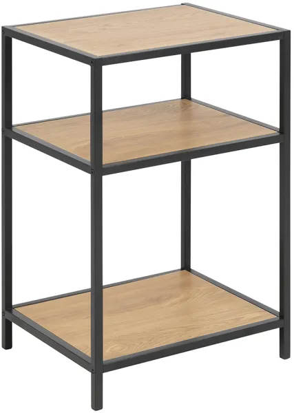 ACT NORDIC Seaford nattduksbord - naturlig/svart pappersek/metall, 2 hyllor