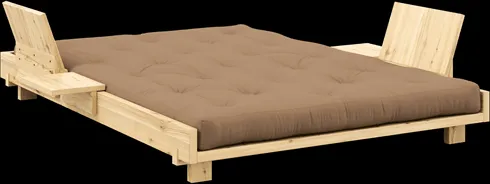 Karup Design Social Bäddsoffa med 2 Ryggstöd, Sidobord och Madrass 140x200 Mocca/Klarlackad